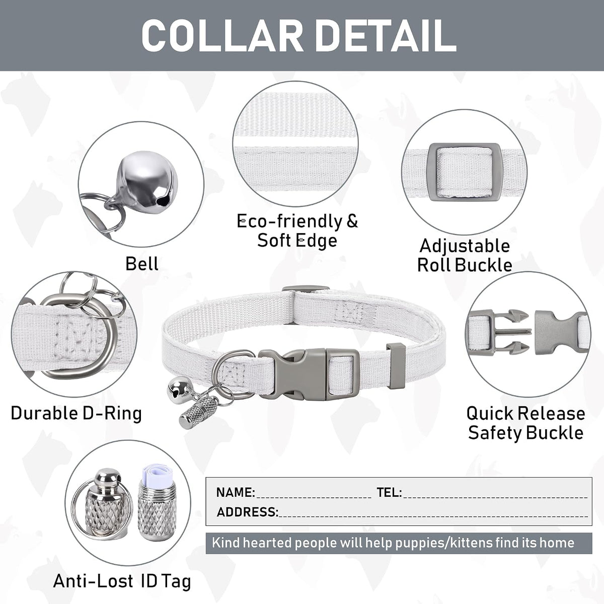 GAMUDA Linen Step-In Harness, Collar & Leash Set — White
