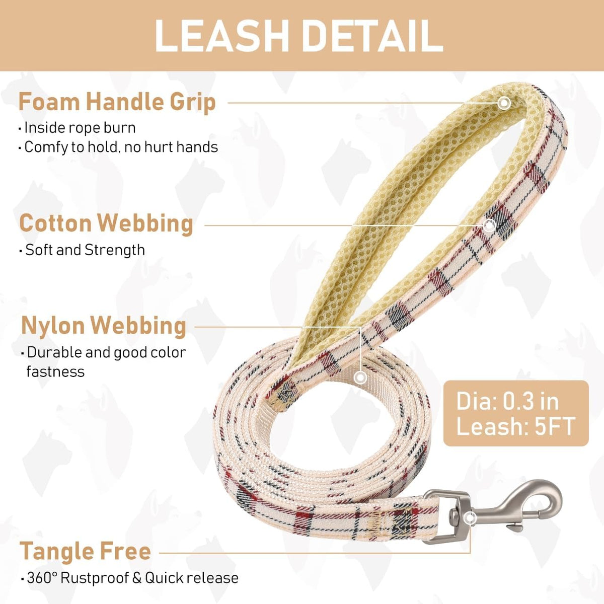 GAMUDA Step-In Harness, Collar & Leash Set — Beige Red