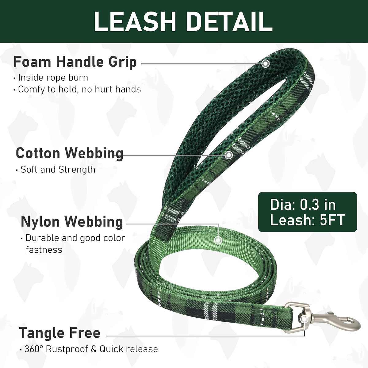GAMUDA Step-In Harness, Collar & Leash Set — Green