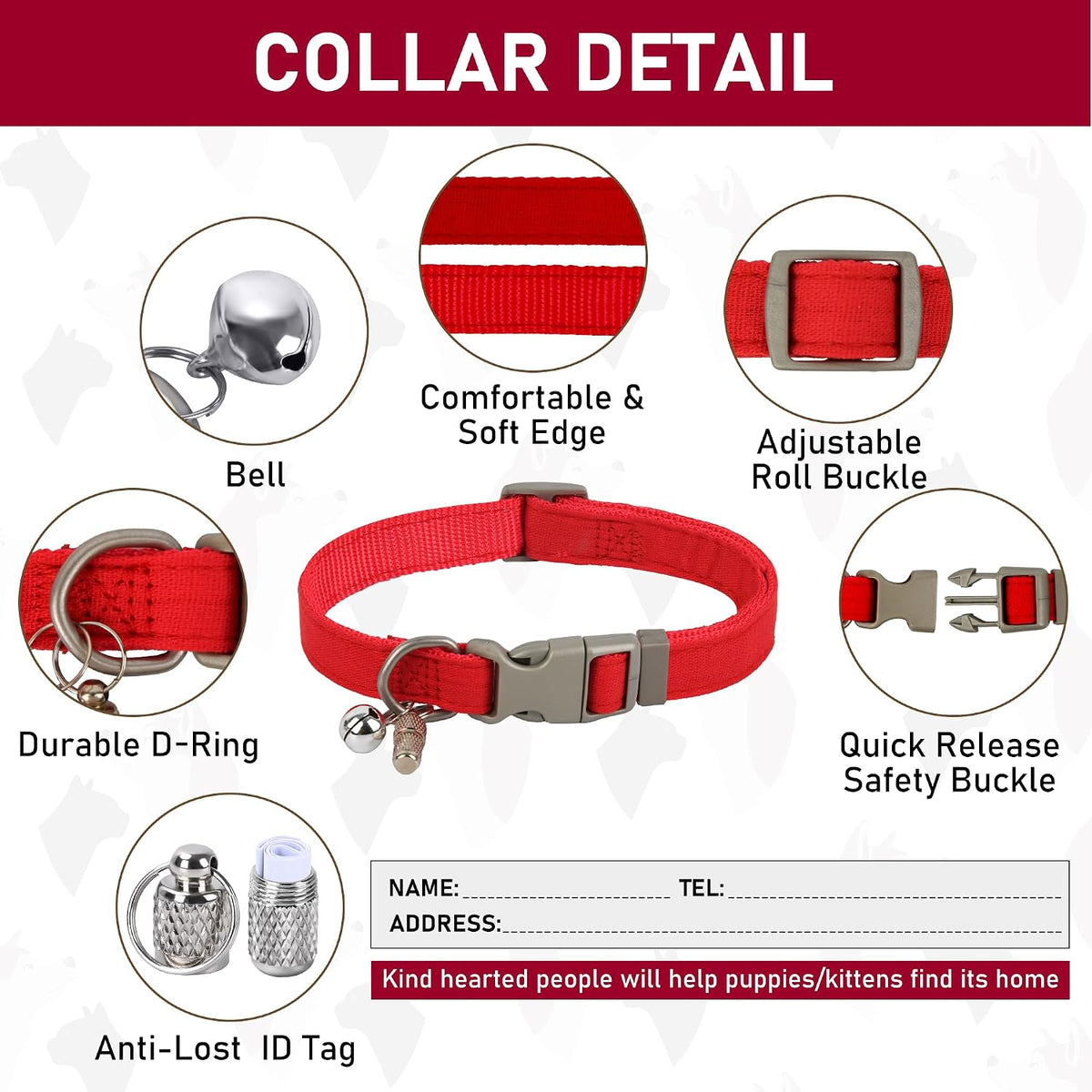 GAMUDA Linen Step-In Harness, Collar & Leash Set — Red