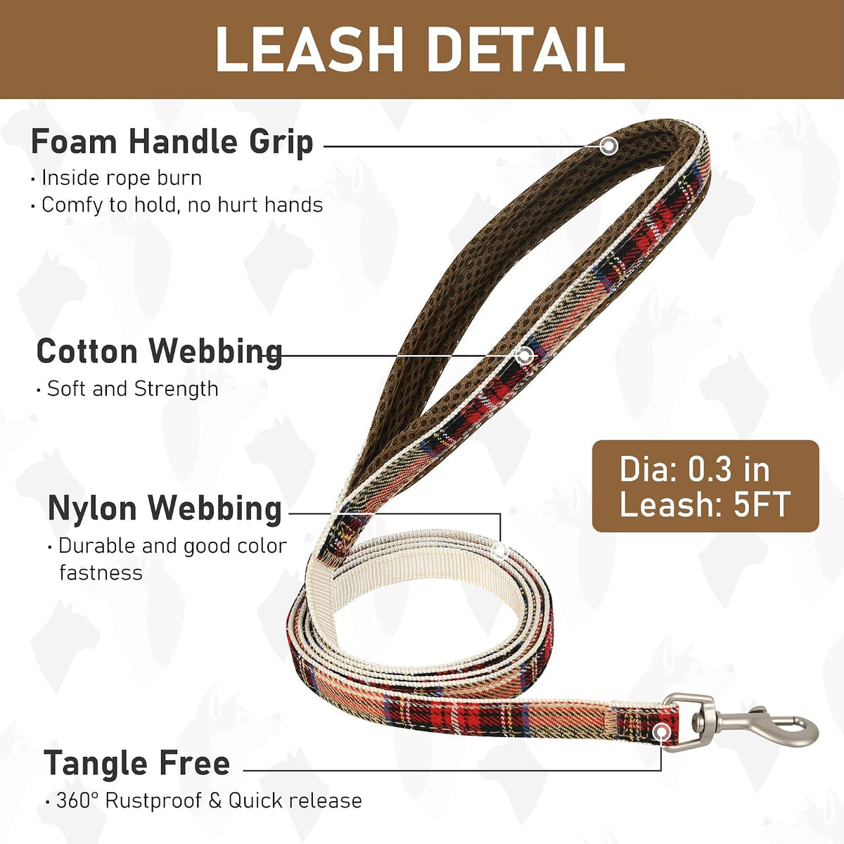 GAMUDA Step-In Harness, Collar & Leash Set — Brown