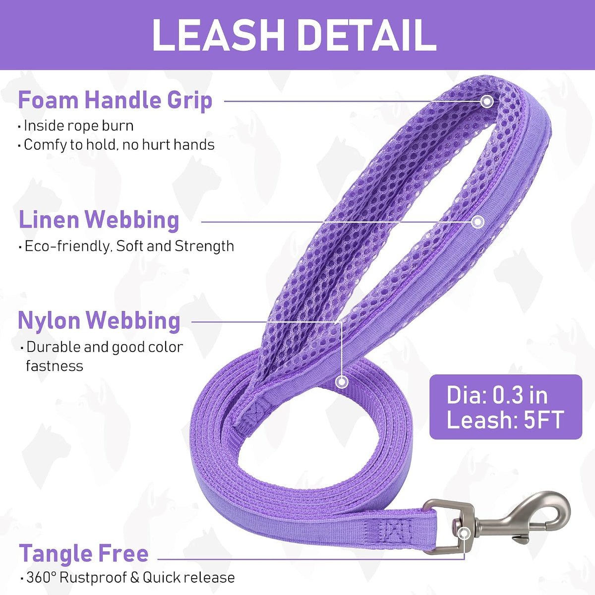 GAMUDA Linen Step-In Harness, Collar & Leash Set — Purple
