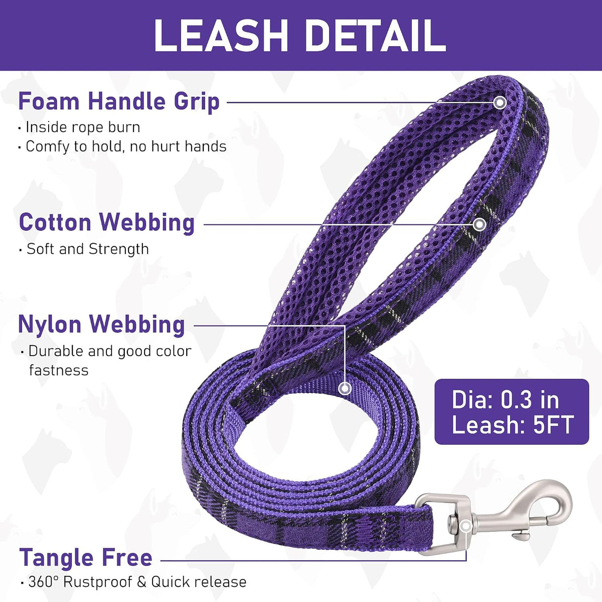 GAMUDA Step-In Harness, Collar & Leash Set — Purple