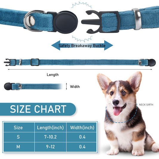 GAMUDA Puppy Collars Velvet – Super Soft Nylon Whelping Puppy ID - Adjustable Breakaway Litter Collars Pups – Assorted Colors Plain & Identification Collars with 2 Record Keeping Charts – Set of 12