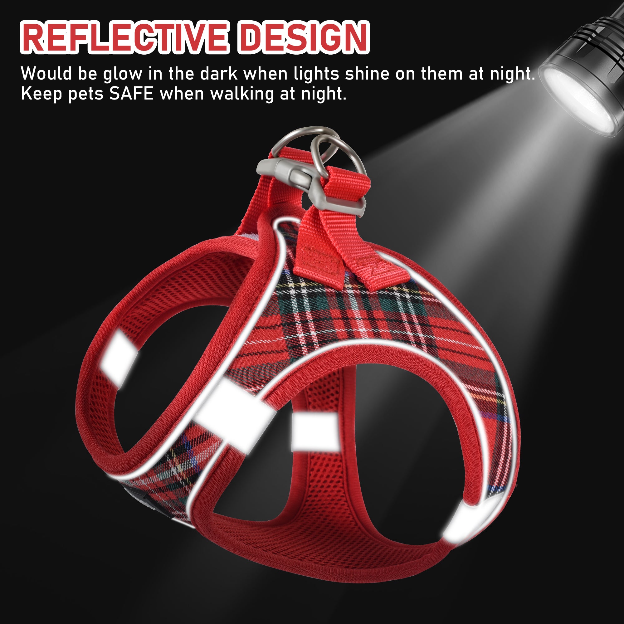 Small Pet Harness & Leash Set - Step-in No-Pull Design With Reflective Strips For Dogs, Cats & Rabbits