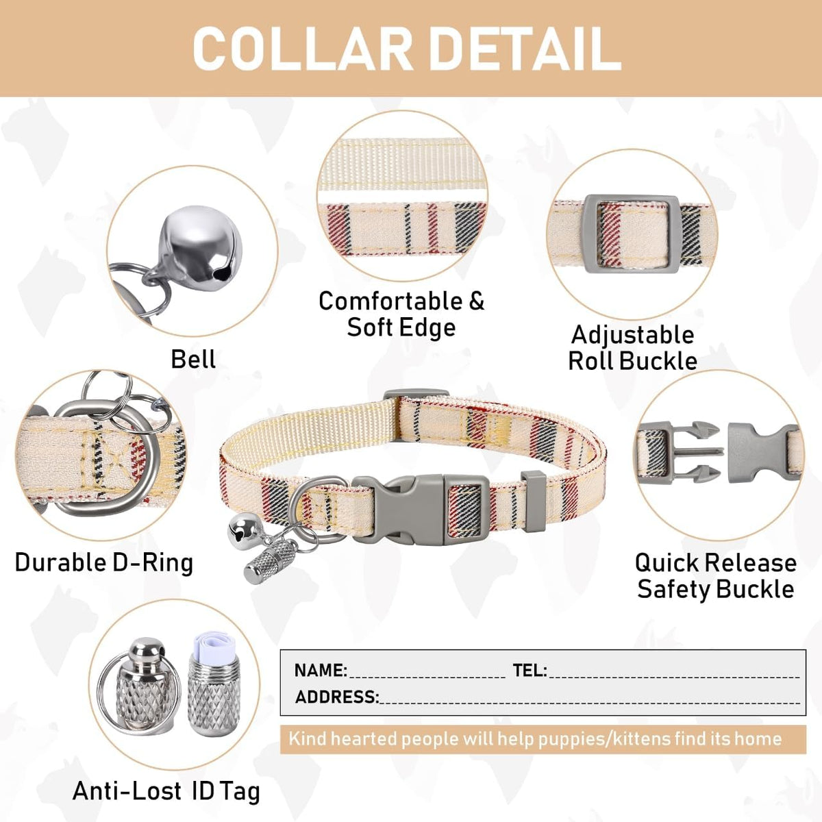 GAMUDA Step-In Harness, Collar & Leash Set — Beige Red