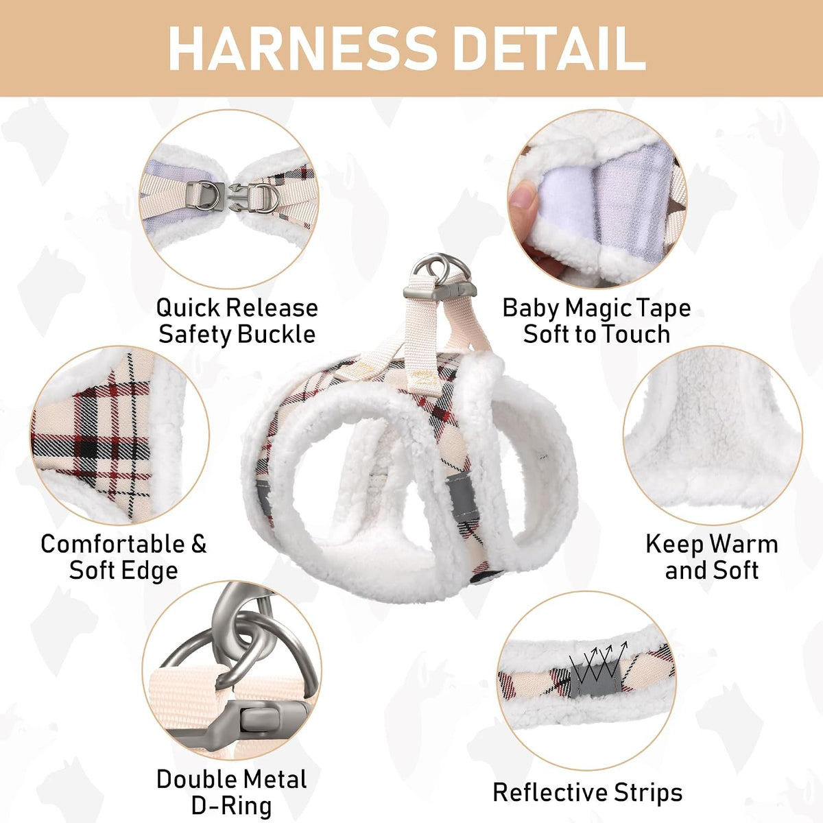 GAMUDA Step-In Harness, Collar & Leash Set — Warm Beige