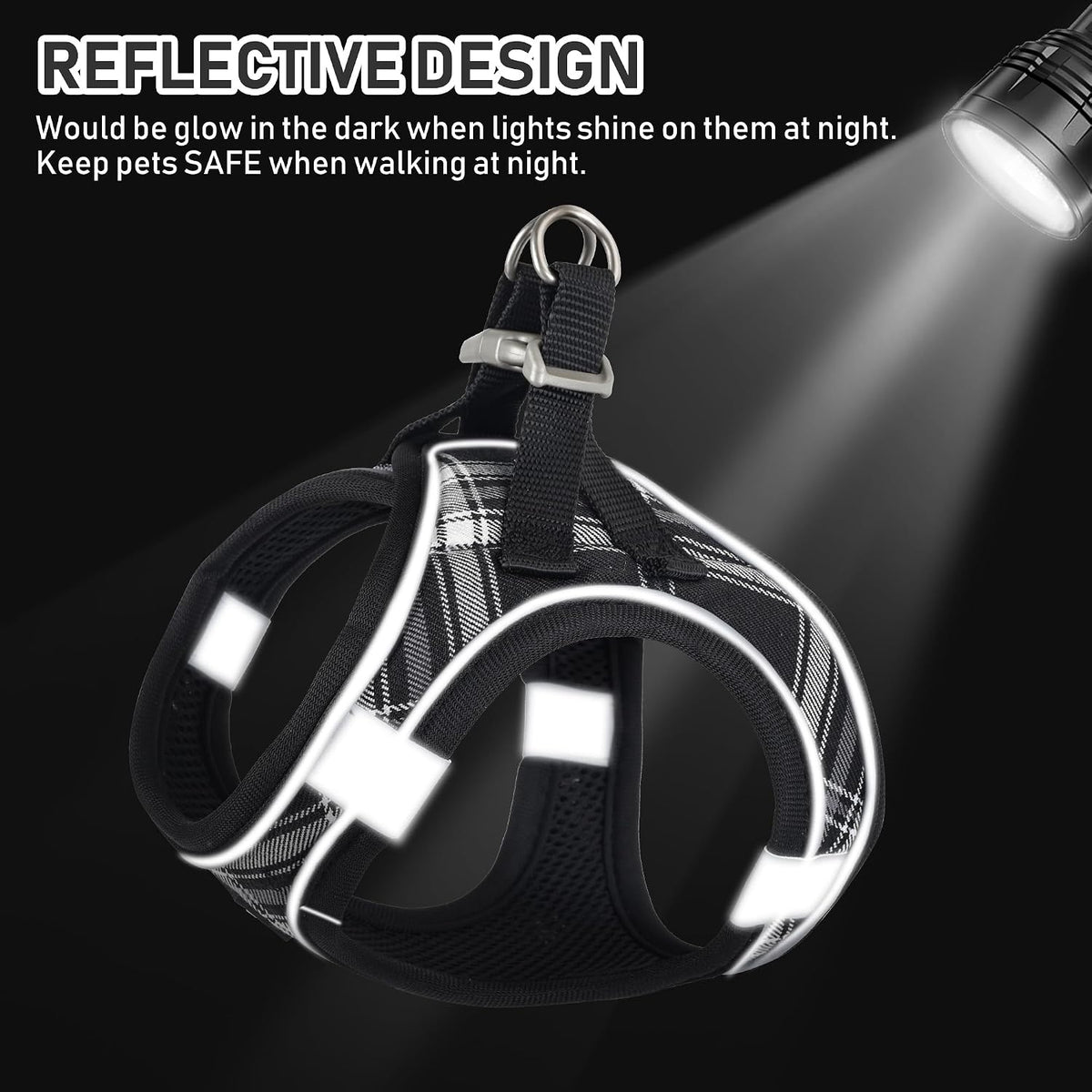 GAMUDA Step-In Harness, Collar & Leash Set — Black