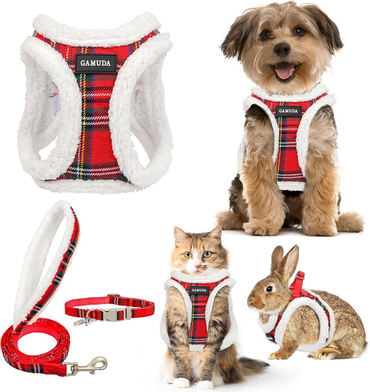 GAMUDA Step-In Harness, Collar & Leash Set — Warm Red