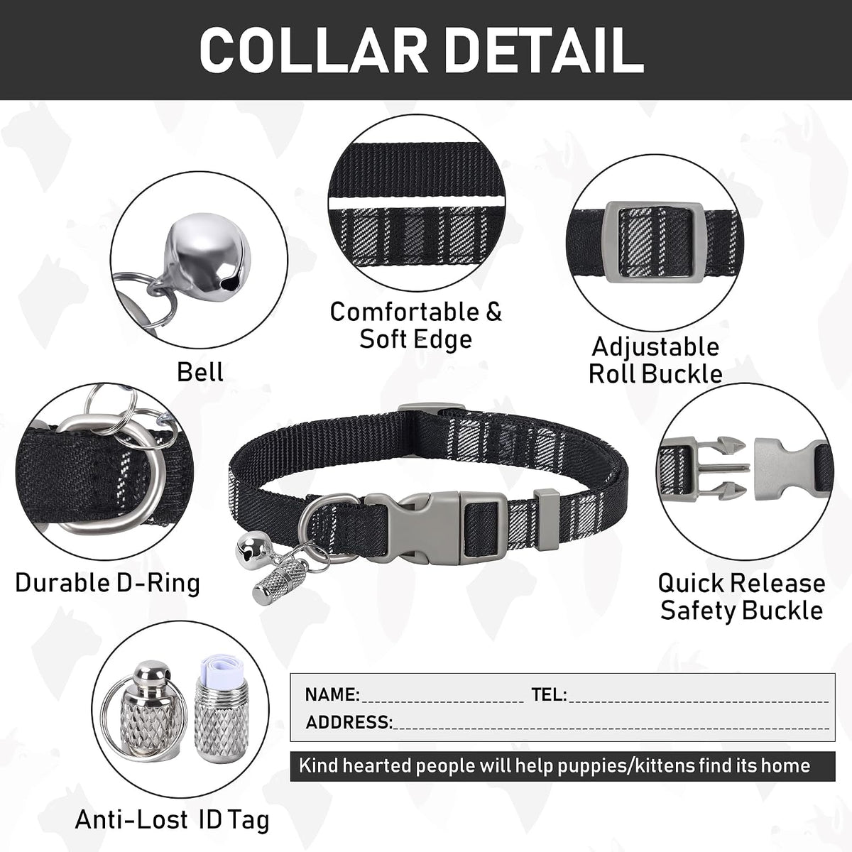 GAMUDA Step-In Harness, Collar & Leash Set — Black