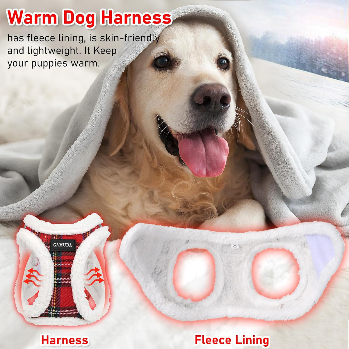 GAMUDA Step-In Harness, Collar & Leash Set — Warm Red