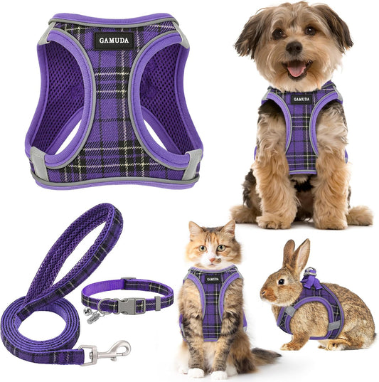 GAMUDA Step-In Harness, Collar & Leash Set — Purple