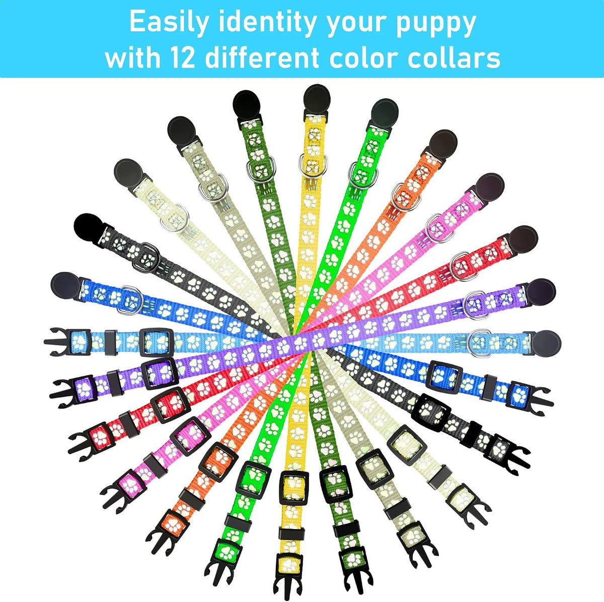 GAMUDA Night Glow Puppy Collars — Litter Set of 12
