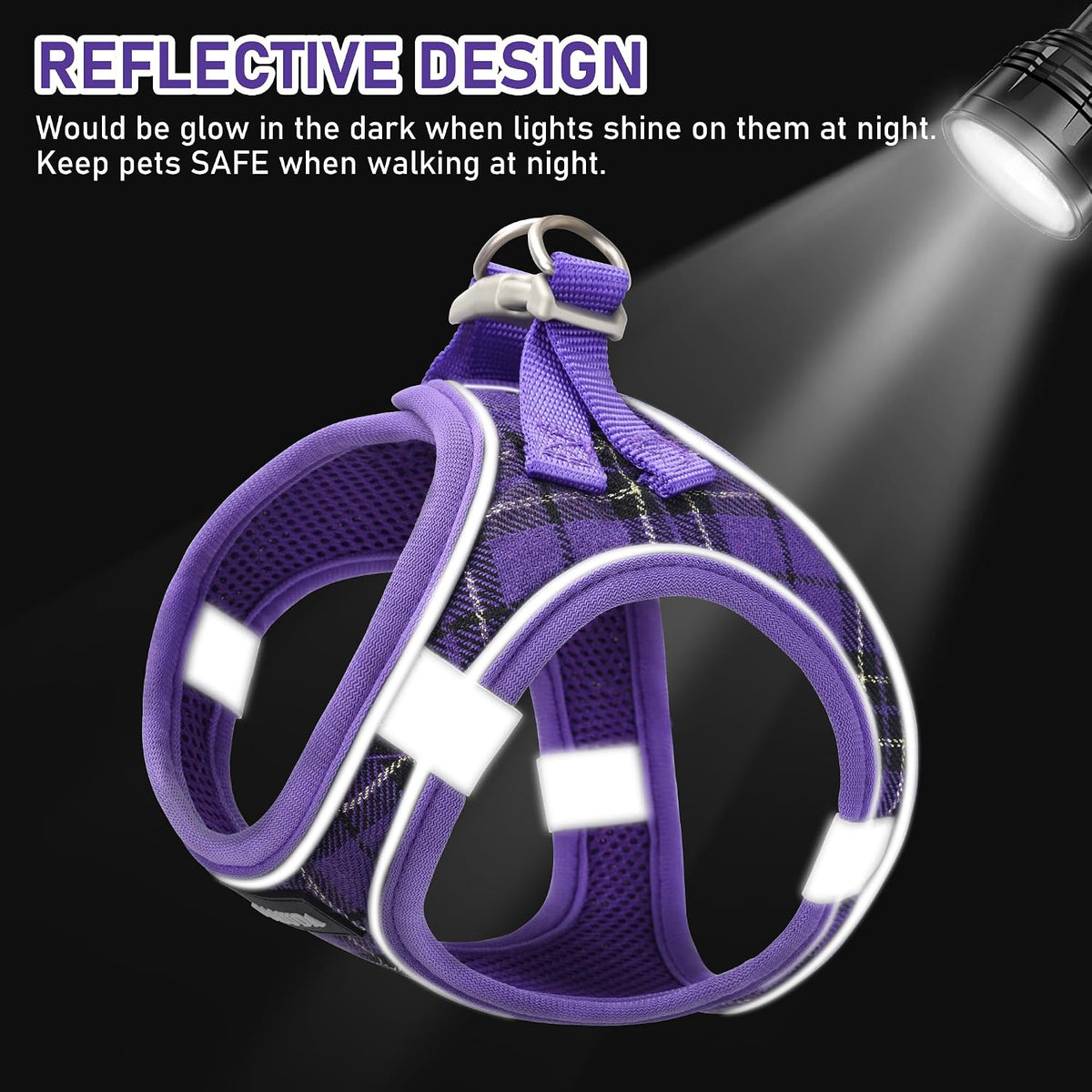 GAMUDA Step-In Harness, Collar & Leash Set — Purple