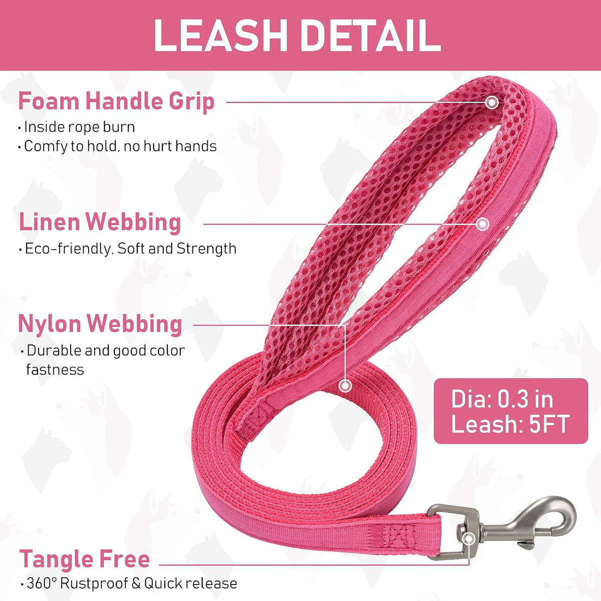 GAMUDA Linen Step-In Harness, Collar & Leash Set — Pink