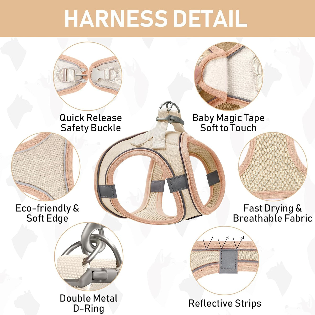GAMUDA Linen Step-In Harness, Collar & Leash Set — Khaki