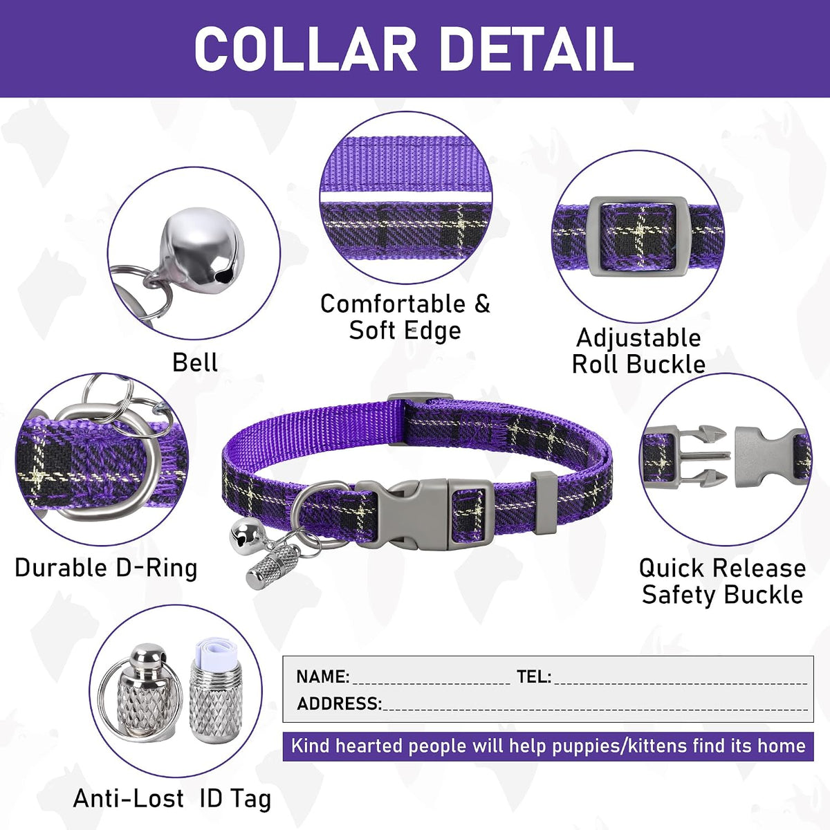 GAMUDA Step-In Harness, Collar & Leash Set — Purple