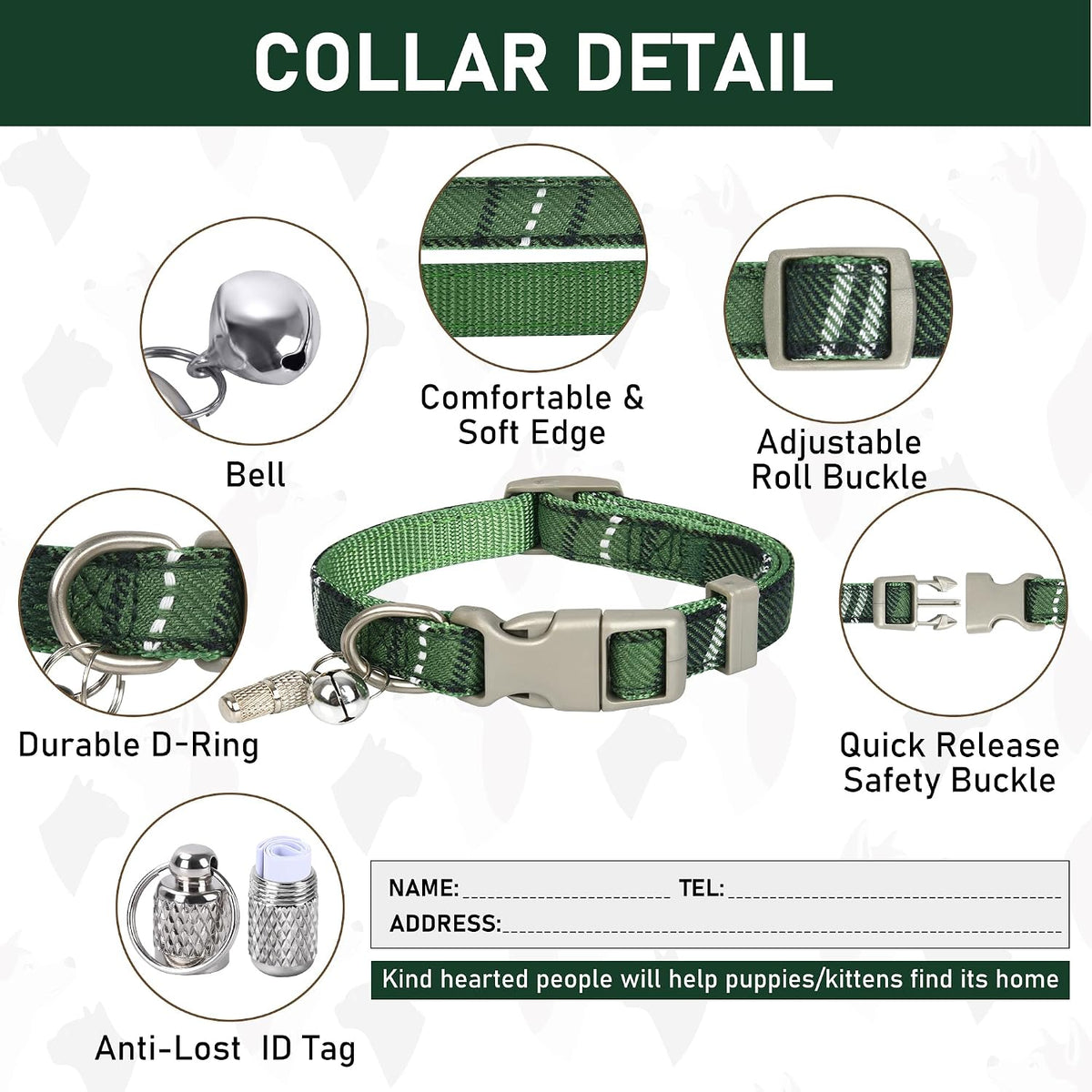 GAMUDA Step-In Harness, Collar & Leash Set — Green