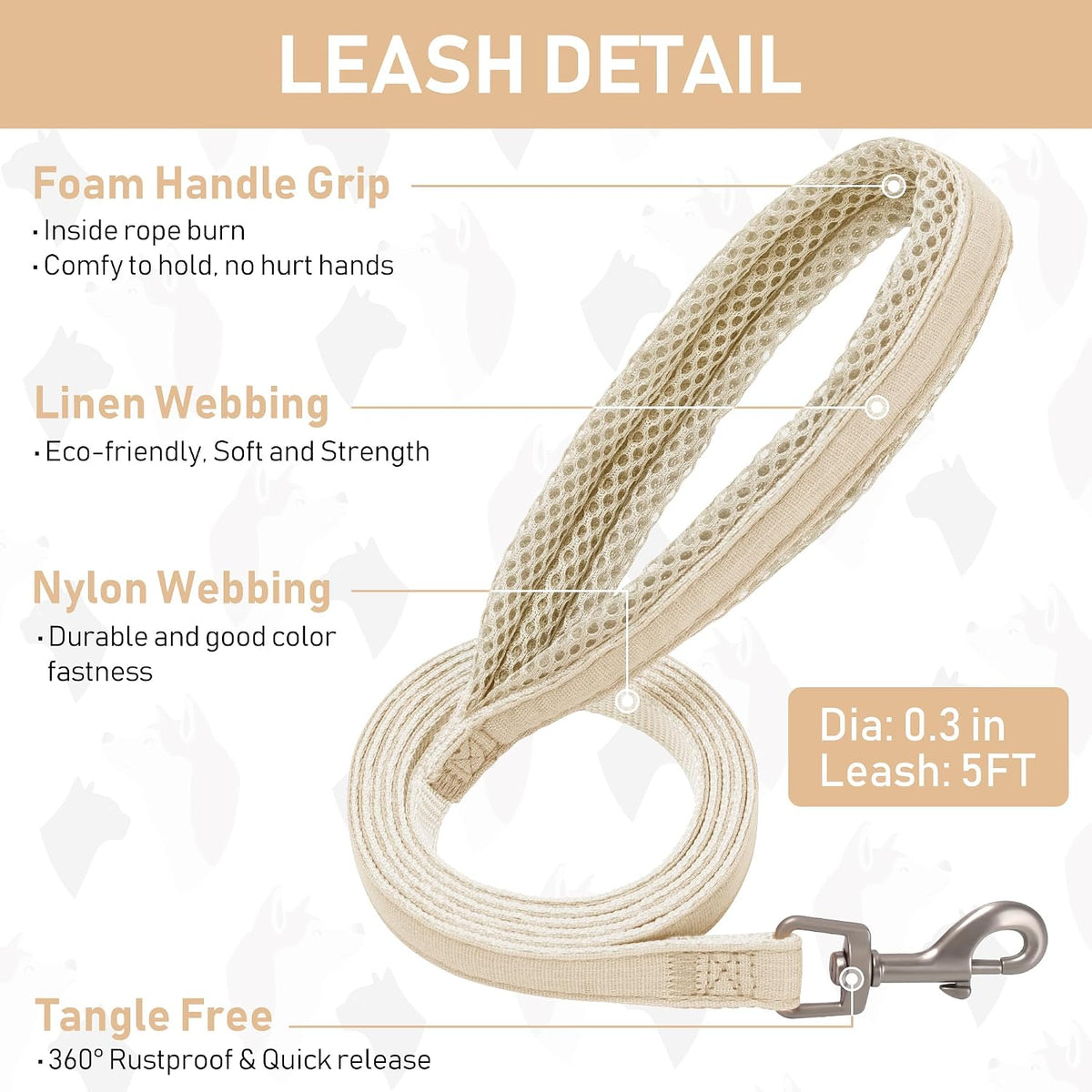 GAMUDA Linen Step-In Harness, Collar & Leash Set — Khaki