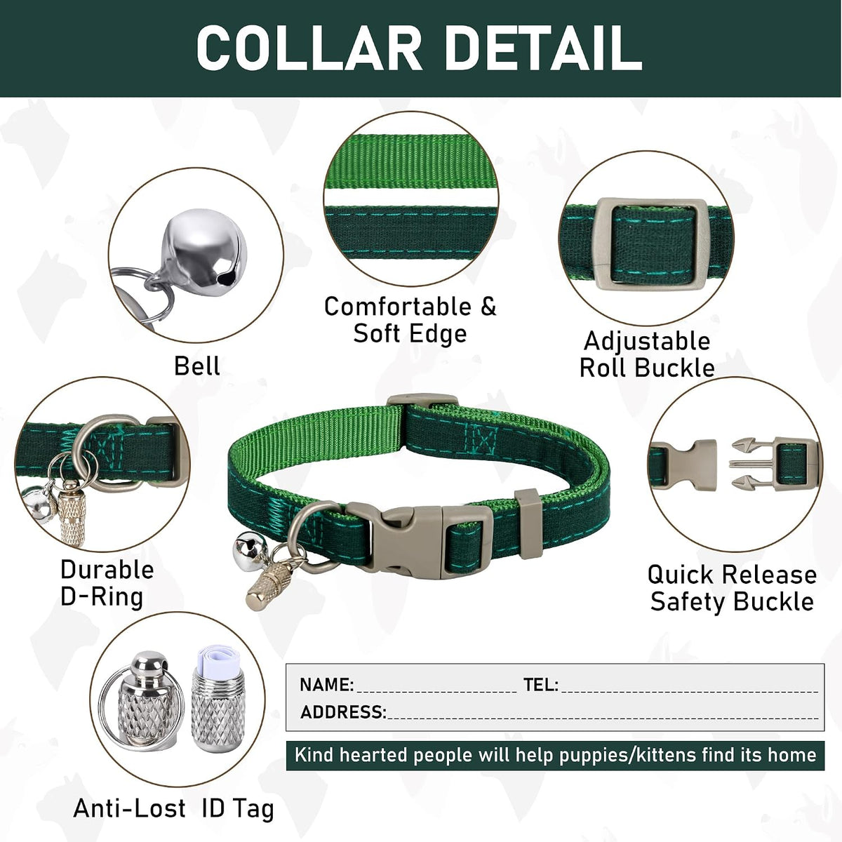 GAMUDA Linen Step-In Harness, Collar & Leash Set — Green