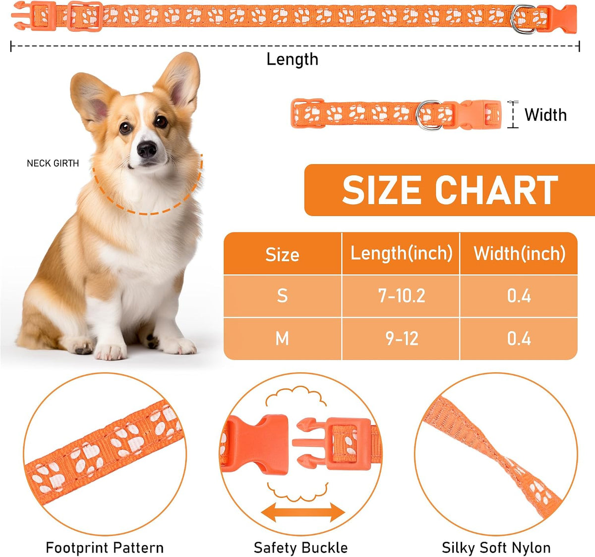 GAMUDA Paw Print Puppy Collars — Litter Set of 12