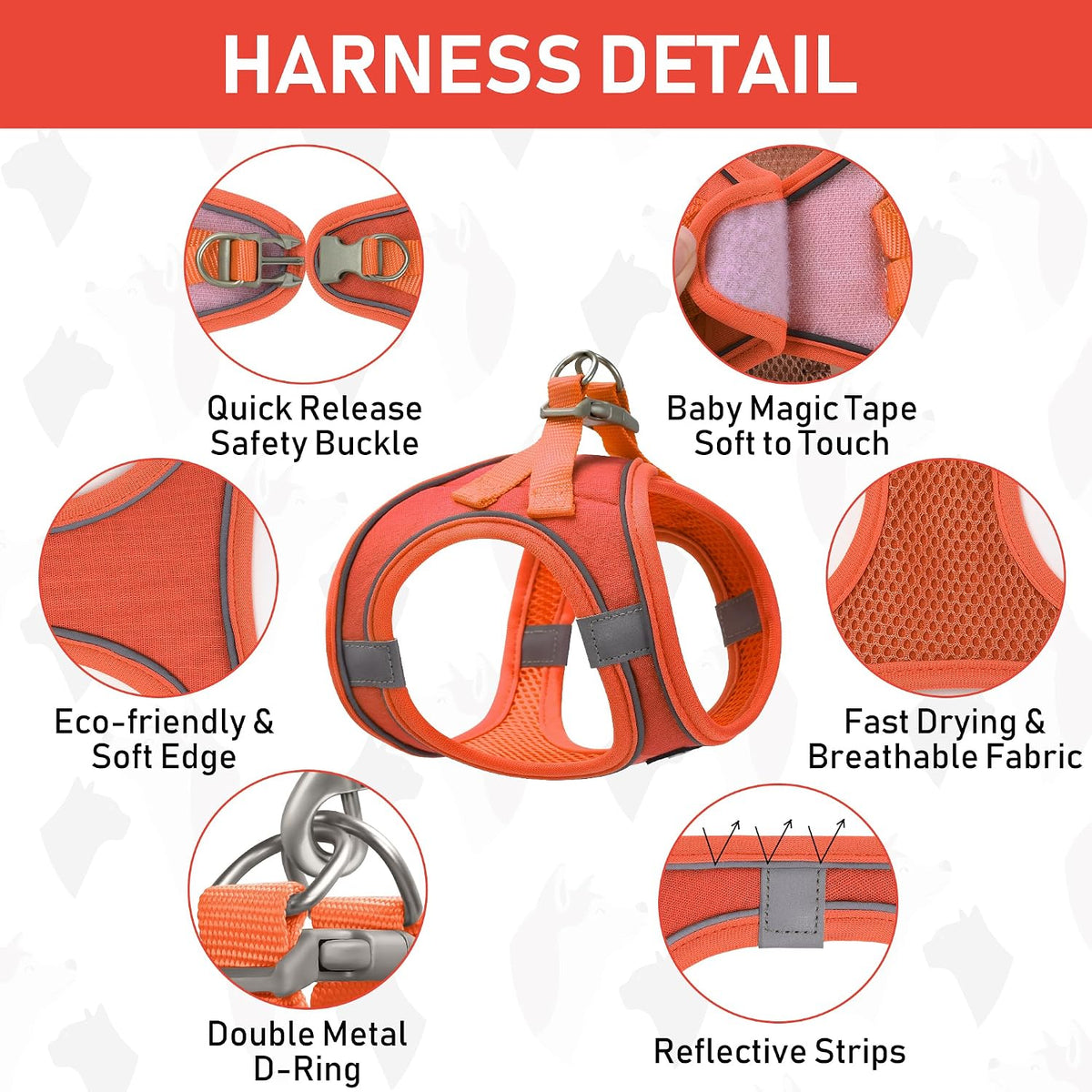 GAMUDA Linen Step-In Harness, Collar & Leash Set — Orange