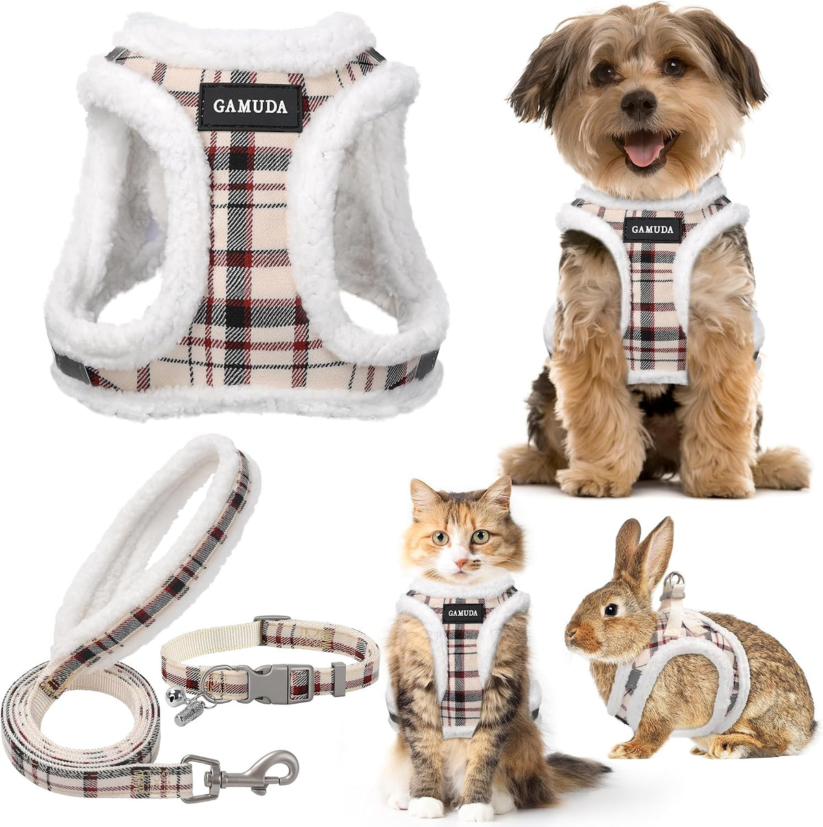 GAMUDA Step-In Harness, Collar & Leash Set — Warm Beige