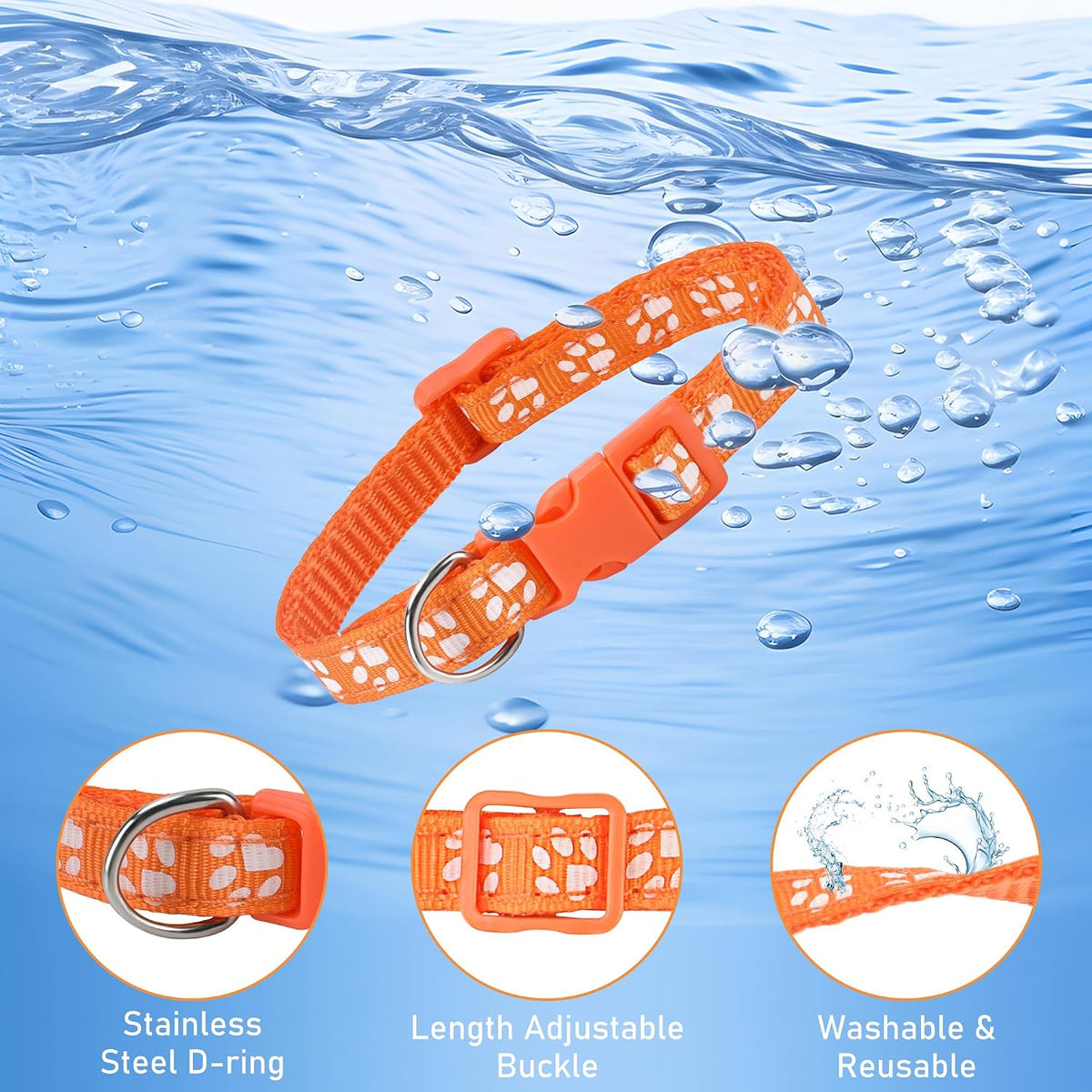 GAMUDA Paw Print Puppy Collars — Litter Set of 12