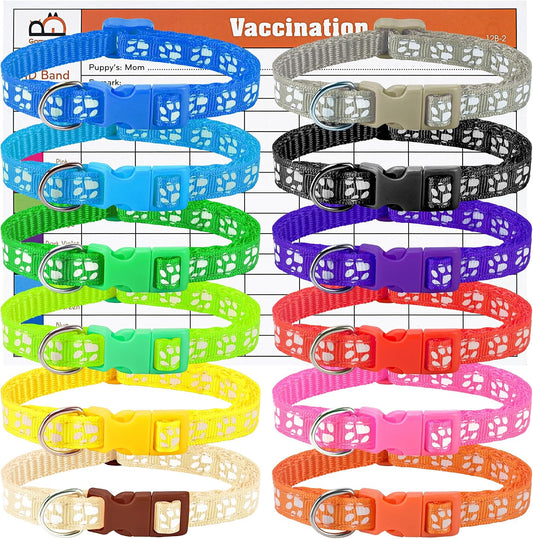GAMUDA Paw Print Puppy Collars — Litter Set of 12