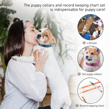 Load image into Gallery viewer, GAMUDA Puppy Collars Velvet – Super Soft Nylon Whelping Puppy ID - Adjustable Breakaway Litter Collars Pups – Assorted Colors Plain &amp; Identification Collars with 2 Record Keeping Charts – Set of 12