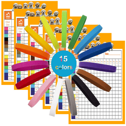 GAMUDA Newborn Puppy Collars — Set of 15 + 6 Charts
